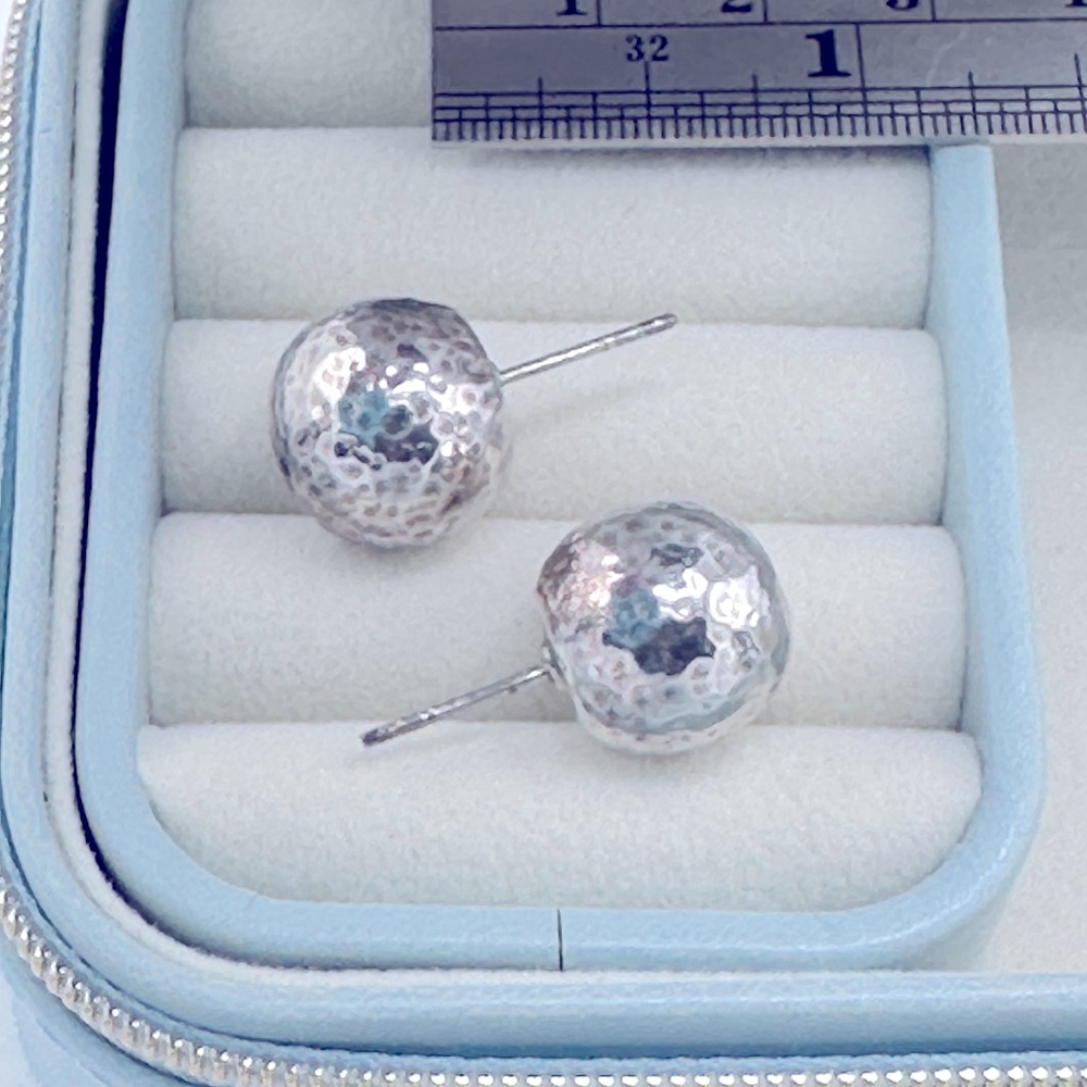 Silver Hammered Stud Earrings